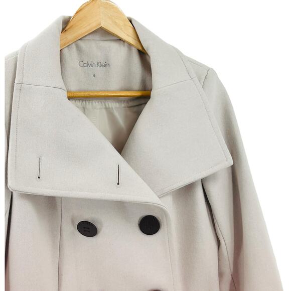 CALVIN KLEIN Beige Wool Blend Pea Coat Jacket Size 4‎ - Picture 3 of 11